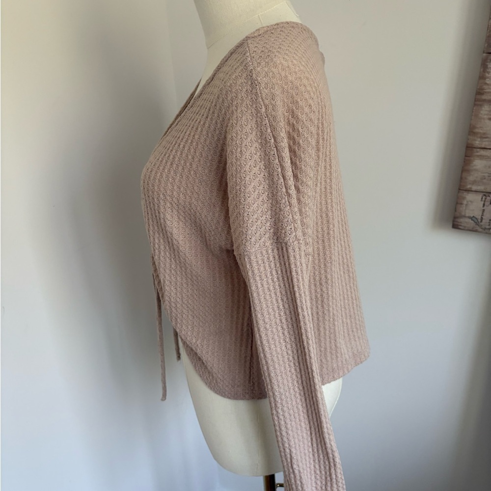 V-Neck Ruched Knit Sweater - Picture 5 of 6